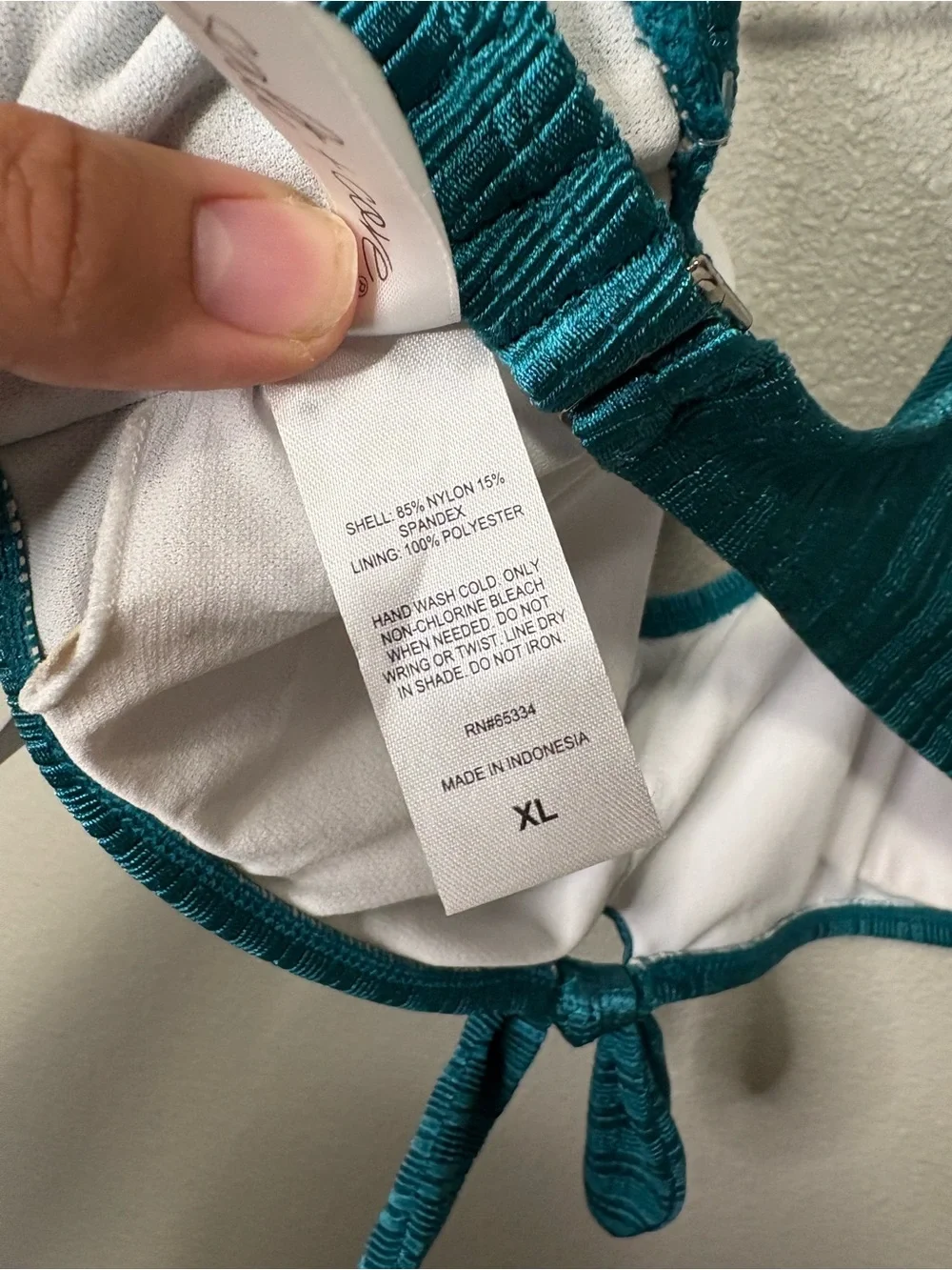 Salt + Cove Shiny Seersucker Over-The-Shoulder Bralette Bikini Top - XL NWT